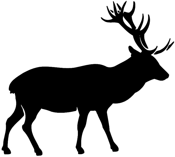 Reindeer with large rack of antlers silhouette vinyl sticker. Customize on line.       Animals Insects Fish 004-0937  